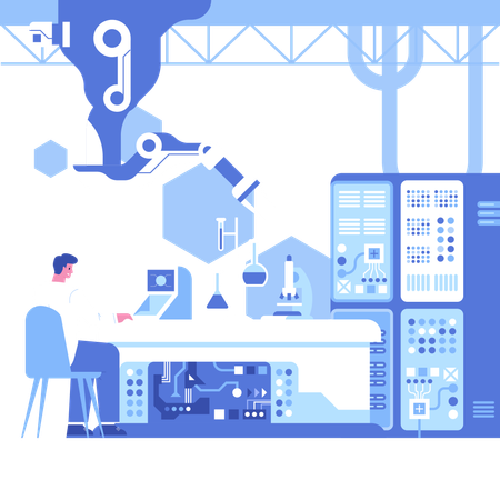 Wissenschaftler analysieren Forschungsdaten  Illustration