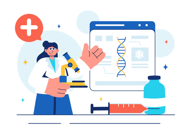 Wissenschaftler arbeiten an der DNA-Forschung  Illustration