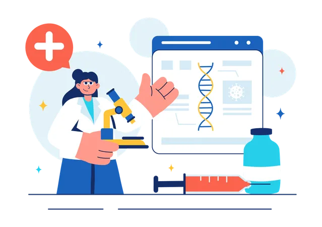 Wissenschaftler arbeiten an der DNA-Forschung  Illustration