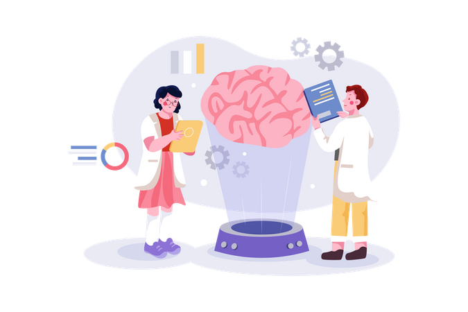 Wissenschaftler arbeiten an künstlichem Gehirn  Illustration