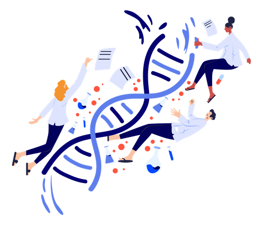 Wissenschaftler arbeiten an menschlicher DNA  Illustration