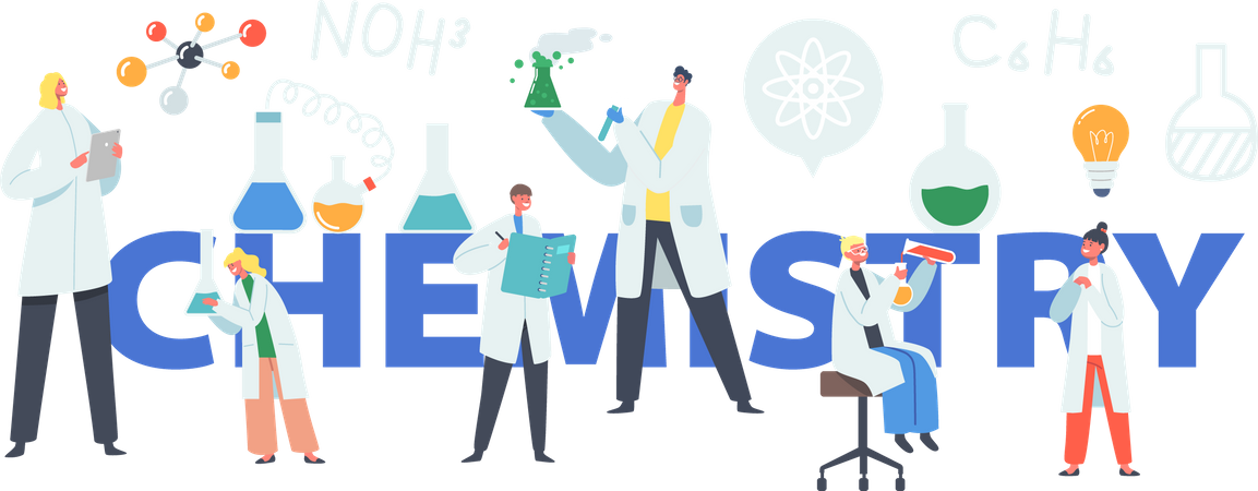 Wissenschaftler arbeiten im Chemielabor  Illustration