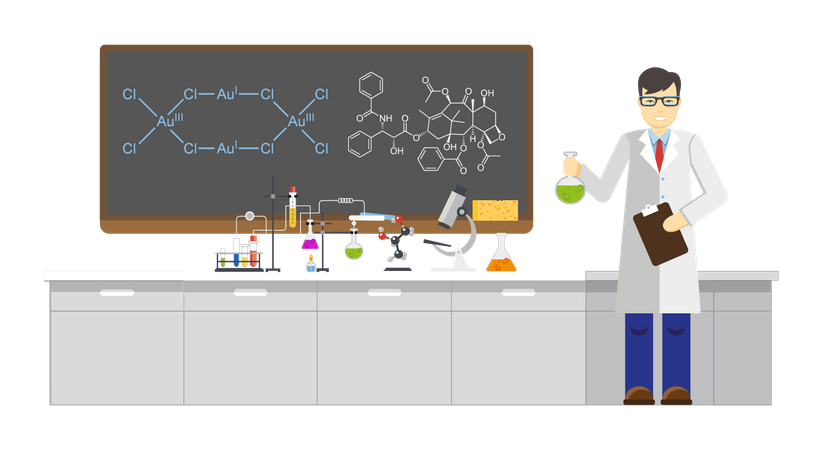 Wissenschaftler arbeiten an Experiment  Illustration