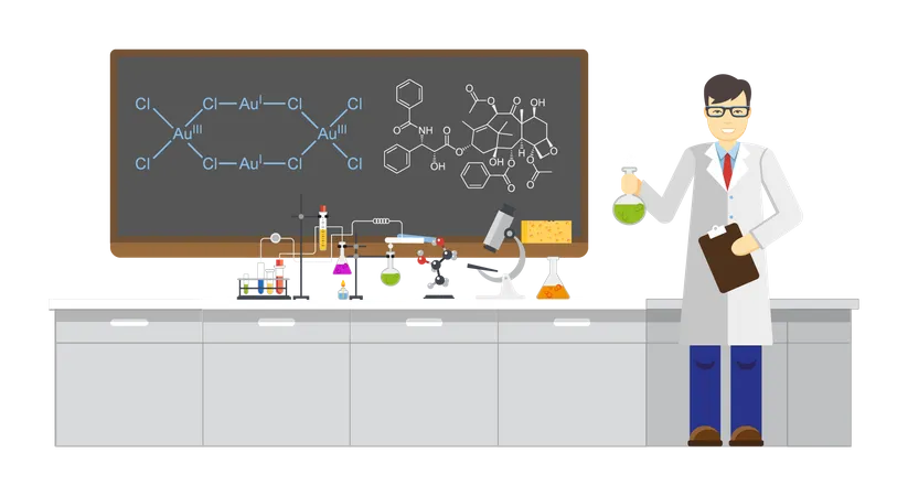 Wissenschaftler arbeiten an Experiment  Illustration