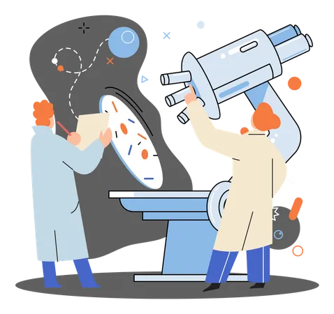 Wissenschaftler betreiben medizinische Forschung im Labor  Illustration