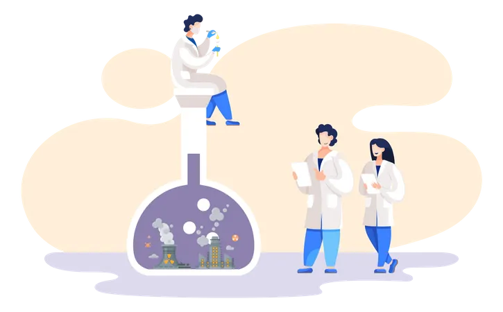 Wissenschaftler experimentieren mit schmutziger Luft  Illustration