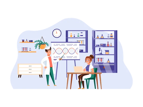 Wissenschaftler erforschen DNA  Illustration