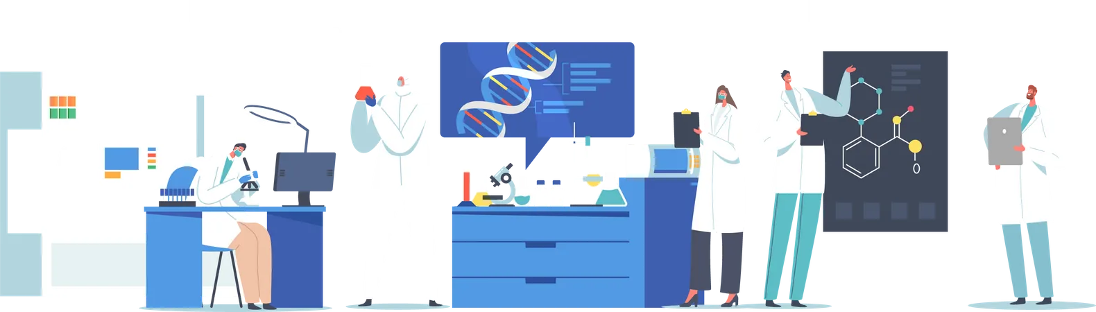 Wissenschaftler forschen im Labor  Illustration