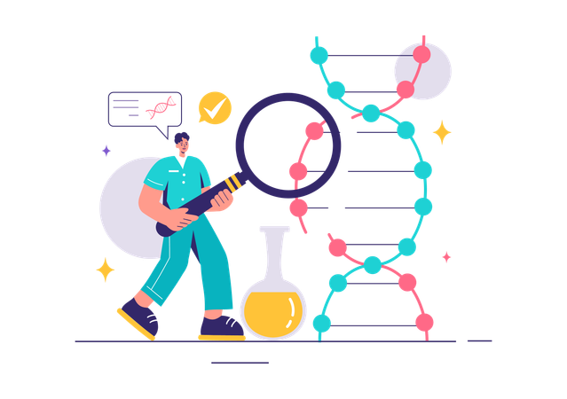 Wissenschaftler erforschen DNA  Illustration