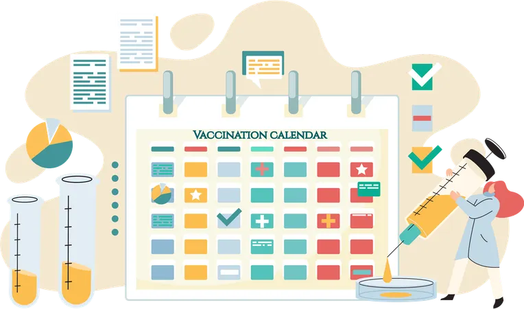 Wissenschaftler führen wissenschaftliche Forschungen durch. Team von Laborassistenten mit Reagenzgläsern  Illustration