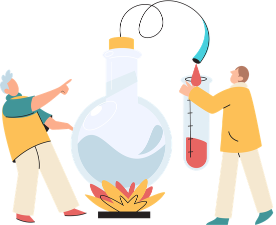 Wissenschaftler führen wissenschaftliche Forschungen im Reagenzglas durch  Illustration