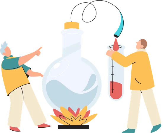 Wissenschaftler führen wissenschaftliche Forschungen im Reagenzglas durch  Illustration
