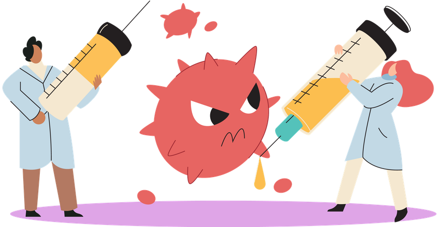 Wissenschaftler führen wissenschaftliche Forschungen zu Viren durch  Illustration