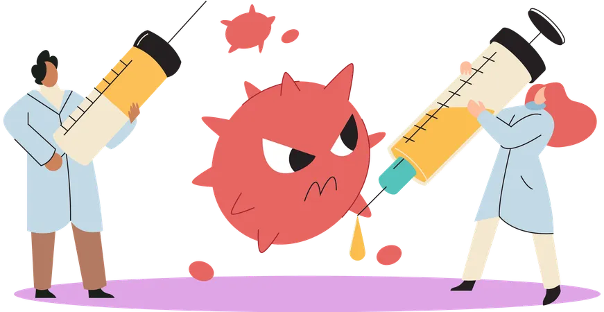 Wissenschaftler führen wissenschaftliche Forschungen zu Viren durch  Illustration