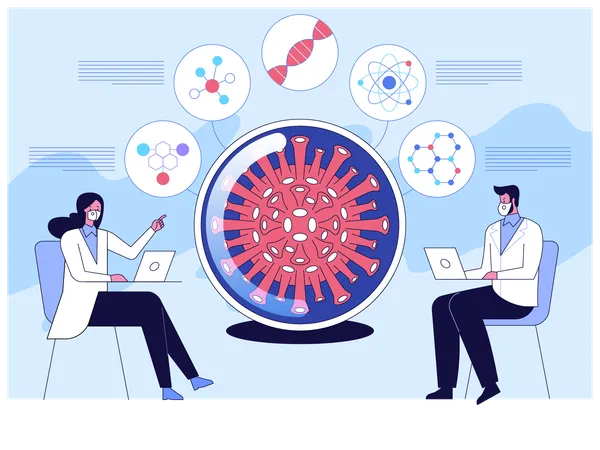 Wissenschaftler analysieren Coronavirus  Illustration