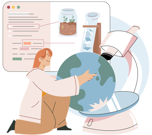 Wissenschaftler führt Forschungen durch, um die Erde zu untersuchen  Illustration