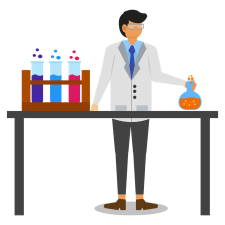 Wissenschaftler machen Experiment  Illustration