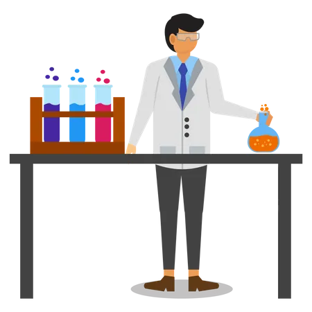 Wissenschaftler machen Experiment  Illustration