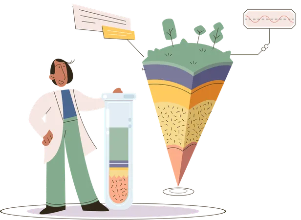 Wissenschaftler messen den Status des Bodenniveaus  Illustration