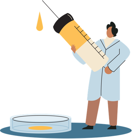 Wissenschaftler mit Spritze und Arztanzug  Illustration