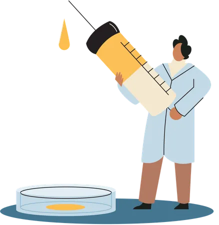 Wissenschaftler mit Spritze und Arztanzug  Illustration
