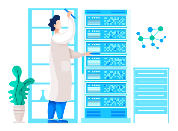 Wissenschaftler überprüfen Testergebnisse  Illustration