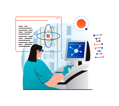 Wissenschaftlerin arbeitet an der DNA-Forschung  Illustration