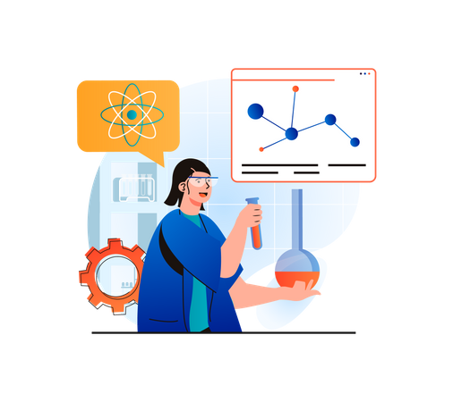 Wissenschaftlerin arbeitet an molekularer Entwicklung  Illustration