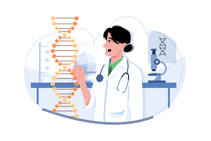 Wissenschaftlerin betreibt DNA-Forschung  Illustration