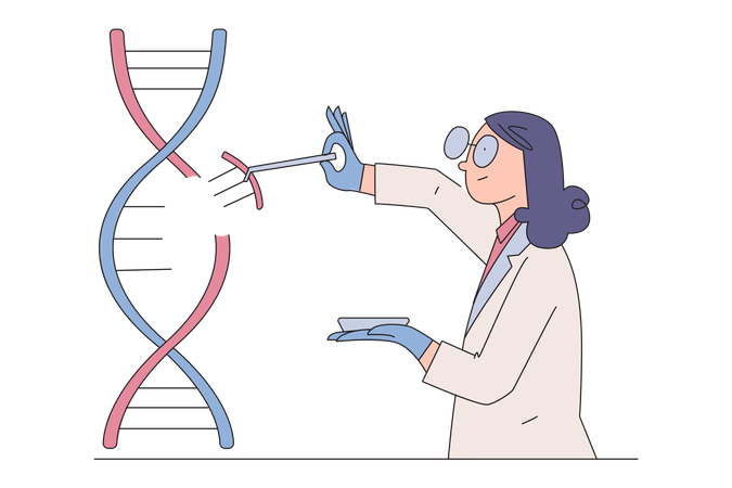 Wissenschaftlerin entnimmt DNA-Probe  Illustration