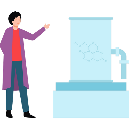 Wissenschaftlerin macht Experiment im Labor  Illustration