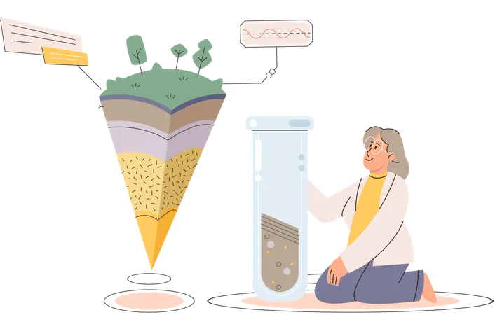 Wissenschaftlerin misst Status der Erdatmosphäre  Illustration