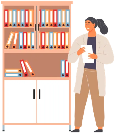 Wissenschaftlerin mit Büchern  Illustration