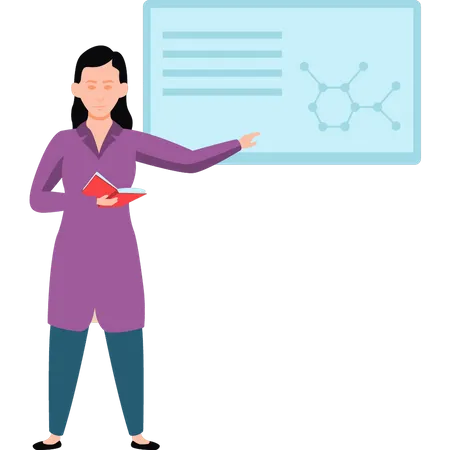 Wissenschaftlerin unterrichtet Chemie  Illustration