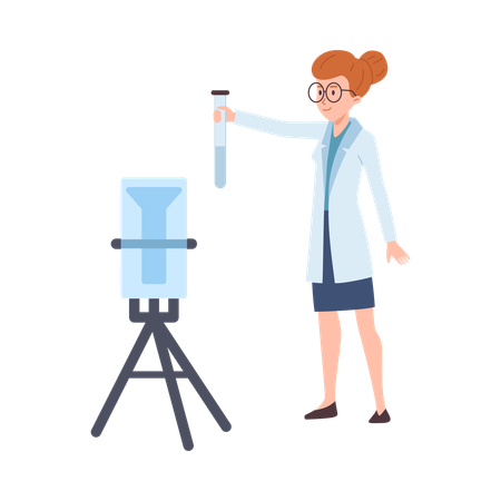 Wissenschaftlerin zeigt Experimente  Illustration