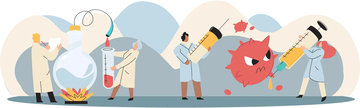 Wissenschaftlerteam führt wissenschaftliche Forschungen durch  Illustration