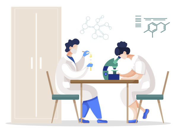 Wissenschaftlerteam im Labor  Illustration