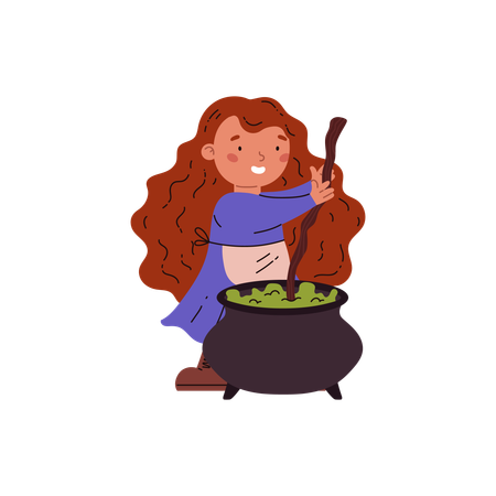 Witch adding poison in cauldron  Illustration