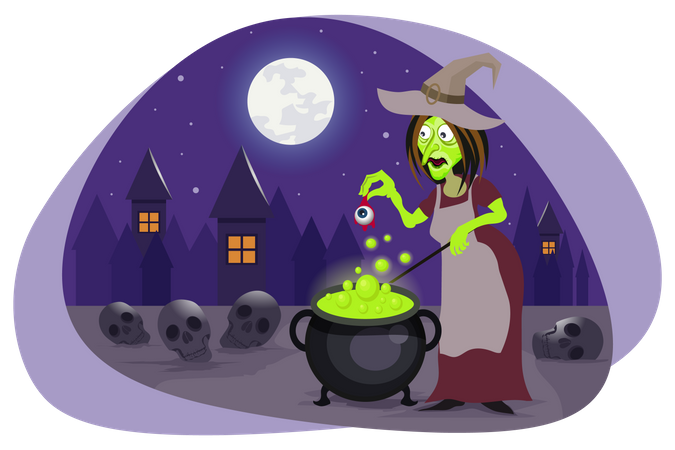 Witch doing black magic Illustration