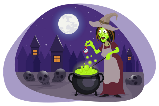 Witch doing black magic  Illustration