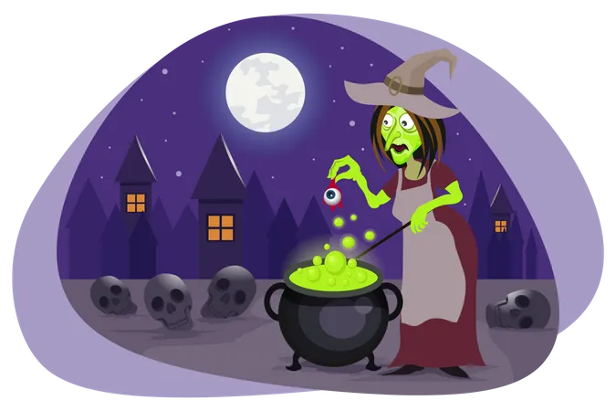 Witch doing black magic  Illustration