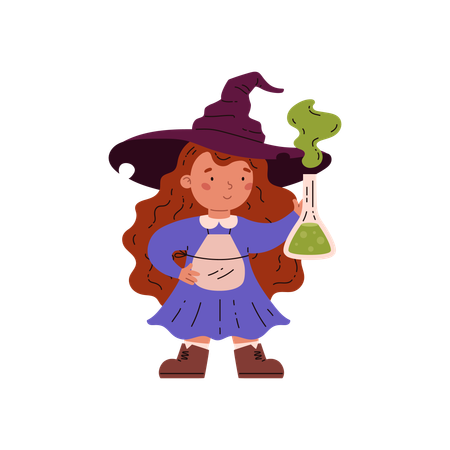 Witch doing experiment  Illustration