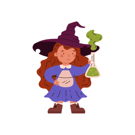 Witch doing experiment  Illustration