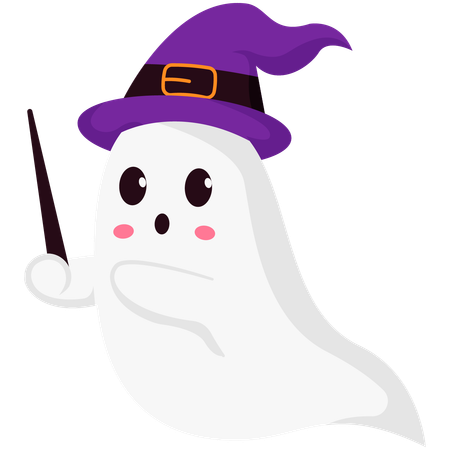 Witch Ghost  Carrying Magic Wand  Illustration