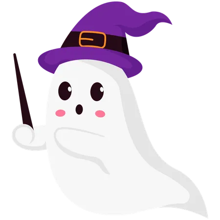 Witch Ghost  Carrying Magic Wand  Illustration