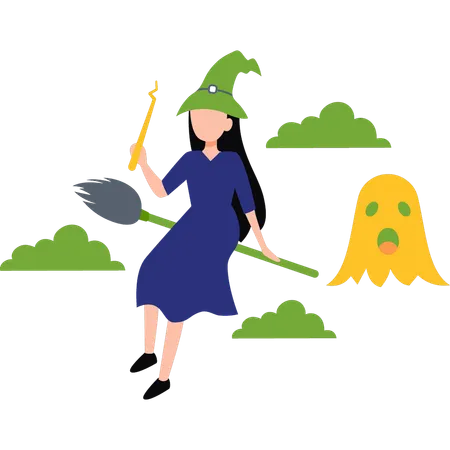 The Witch Is Flying Illustration