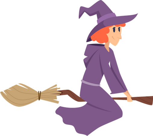 Witch on broom  Illustration