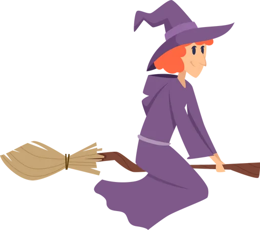 Witch on broom  Illustration