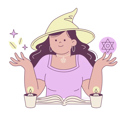 Witch Practicing Magic  Illustration