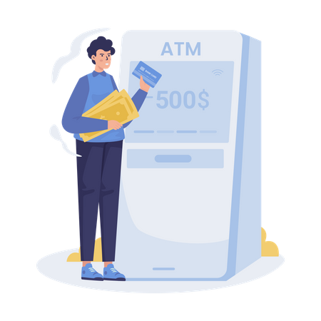 Withdraw cash at an ATM  Illustration